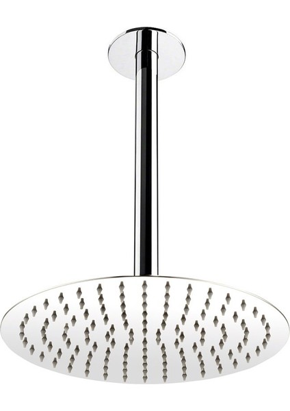 Ankastre Duş Başlığı Borulu Oval Slim Metal Ø25 cm Tavandan