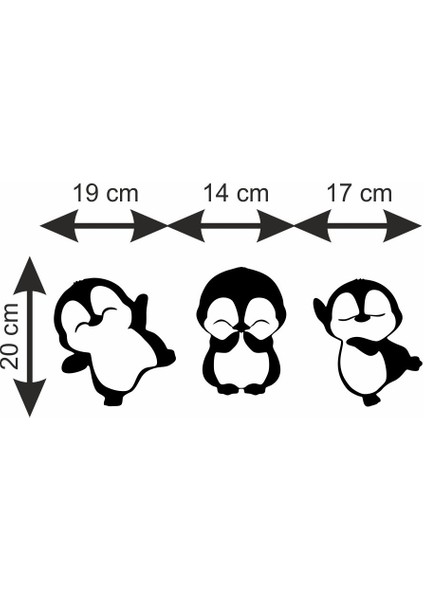 Sevimli Penguenler Ahşap Dekor 3'lü Set