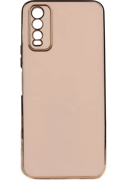 Vivo Y20S Parlak Kenarlı Bark Silikon Kılıf Kırılmaz Ekran Koruyucu