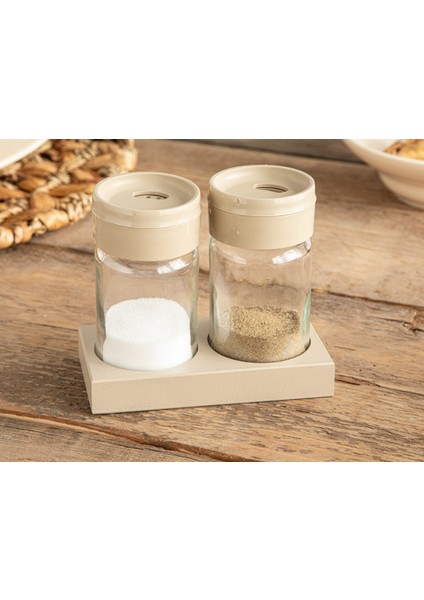 Greta Cam 2'li Tuzluk - Bıberlık 105 ml Koyu Bej