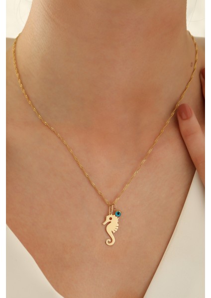 14 Ayar Altın Singapur Zincir Deniz Atı-Göz Kolye fırsatları