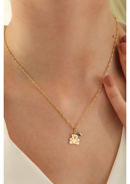 14 Ayar Altın Singapur Zincir Ayıcık-Göz Kolye fırsatları