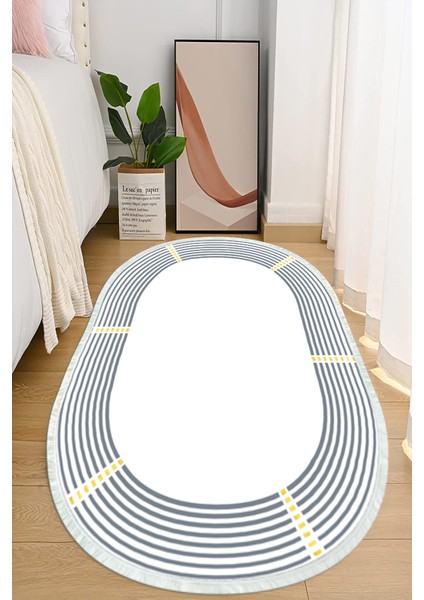 Dijital Baskılı Kaymaz Taban Yıkanabilir Oval Salon Halısı Mutfak Halısı ve Yolluk NHO-HT-1396
