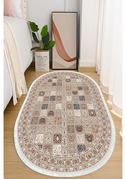 Dijital Baskılı Kaymaz Taban Yıkanabilir Oval Salon Halısı Mutfak Halısı ve Yolluk Nho-Ht-29