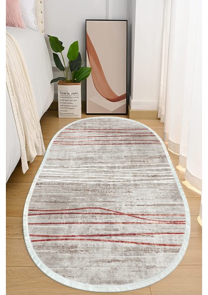 Dijital Baskılı Kaymaz Taban Yıkanabilir Oval Salon Halısı Mutfak Halısı ve Yolluk NHO-HT-701