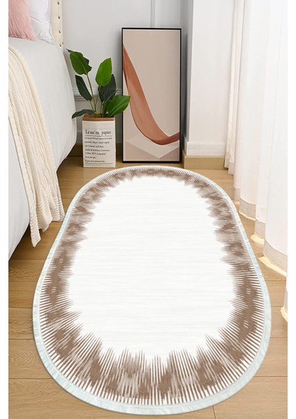 Dijital Baskılı Kaymaz Taban Yıkanabilir Oval Salon Halısı Mutfak Halısı ve Yolluk NHO-HT-1038