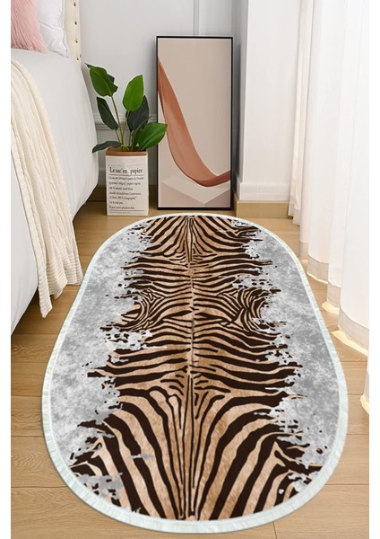 Dijital Baskılı Kaymaz Taban Yıkanabilir Oval Salon Halısı Mutfak Halısı ve Yolluk NHO-HT-1101