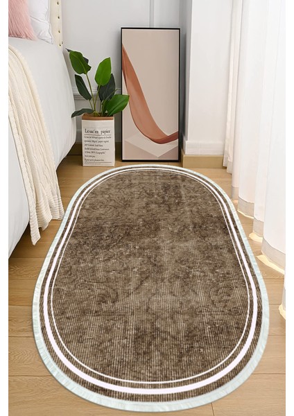 Dijital Baskılı Kaymaz Taban Yıkanabilir Oval Salon Halısı Mutfak Halısı ve Yolluk NHO-SD-244