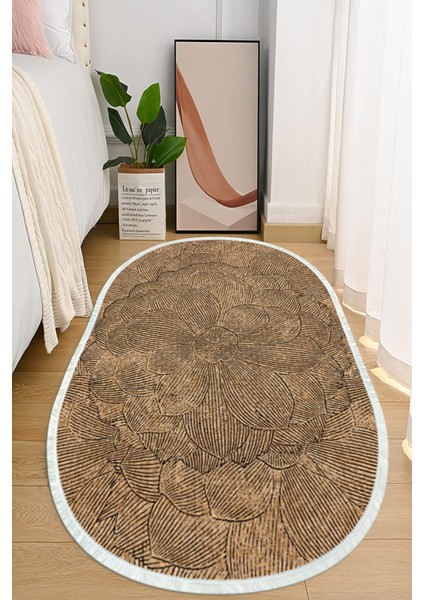 Dijital Baskılı Kaymaz Taban Yıkanabilir Oval Salon Halısı Mutfak Halısı ve Yolluk NHO-SD-344