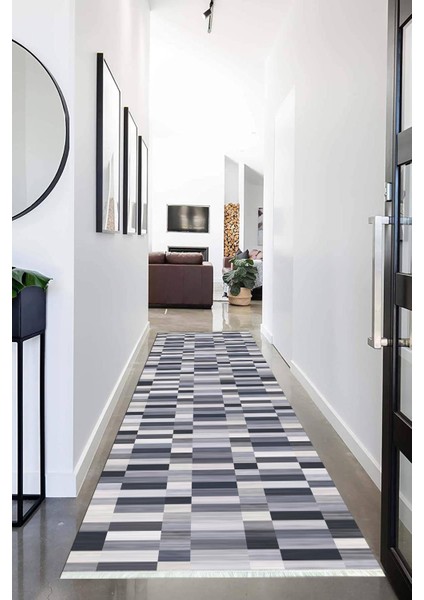 Dijital Baskılı Kaymaz Taban Yıkanabilir Modern Desenli Koridor Halısı Yolluk NHU-SD-252
