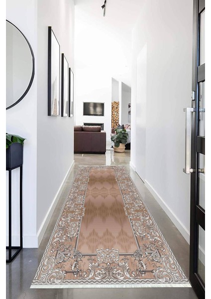 Dijital Baskılı Kaymaz Taban Yıkanabilir Sade Desenli Koridor Halısı Yolluk Nhu-Hk-84
