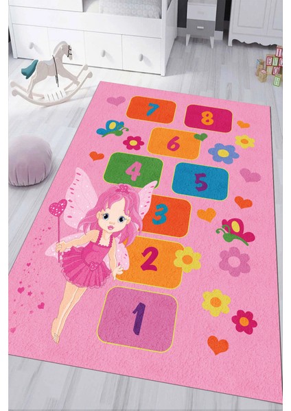 Dijital Baskılı Kaymaz Tabanlı Yıkanabilir Seksek Desenli Çocuk Odası Halısı NHÇ-HP-652