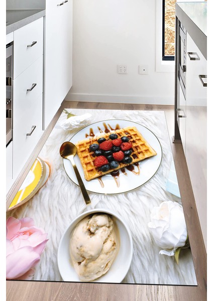 Dijital Baskılı Kaymaz Taban Yıkanabilir Waffle Baskılı Mutfak Halısı NHM-SD-151