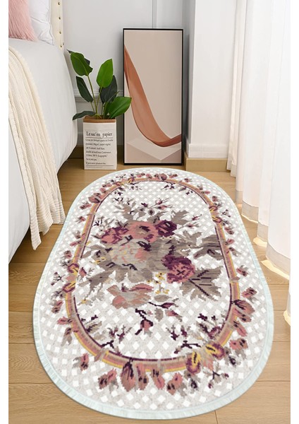 Dijital Baskılı Kaymaz Taban Yıkanabilir Oval Salon Halısı Mutfak Halısı ve Yolluk NHO-HT-451