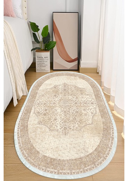 Dijital Baskılı Kaymaz Taban Yıkanabilir Oval Salon Halısı Mutfak Halısı ve Yolluk NHO-HT-479