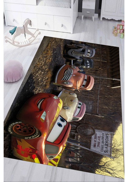 Dijital Baskılı Kaymaz Tabanlı Yıkanabilir Arabalı Çocuk Odası Halısı NHÇ-HP-606