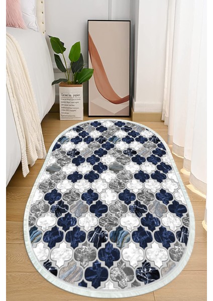 Dijital Baskılı Kaymaz Taban Yıkanabilir Oval Salon Halısı Mutfak Halısı ve Yolluk NHO-HY-1185
