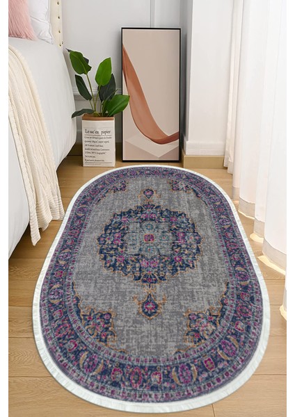 Dijital Baskılı Kaymaz Taban Yıkanabilir Oval Salon Halısı Mutfak Halısı ve Yolluk NHO-HT-753