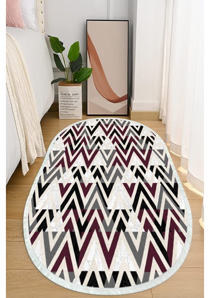 Dijital Baskılı Kaymaz Taban Yıkanabilir Oval Salon Halısı Mutfak Halısı ve Yolluk NHO-HT-783