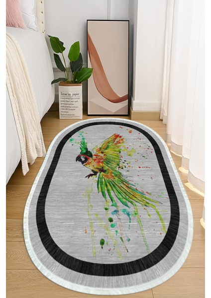 Dijital Baskılı Kaymaz Taban Yıkanabilir Oval Salon Halısı Mutfak Halısı ve Yolluk NHO-HS-253