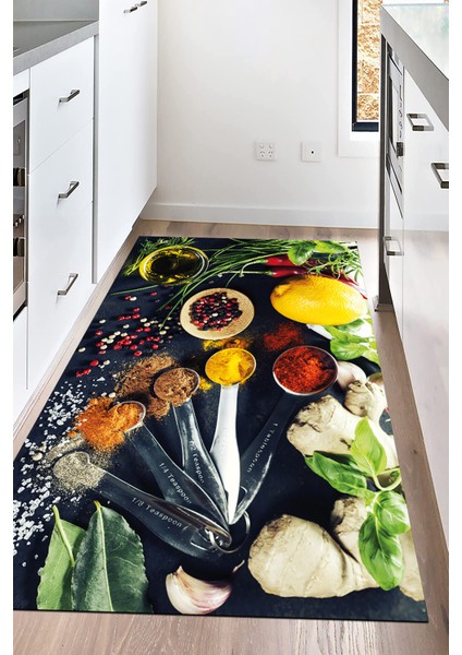 Dijital Baskılı Kaymaz Taban Yıkanabilir Sebze Baskılı Mutfak Halısı NHM-SD-135
