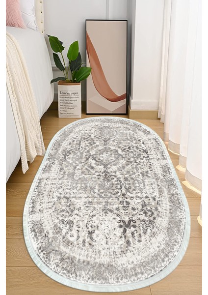 Dijital Baskılı Kaymaz Taban Yıkanabilir Oval Salon Halısı Mutfak Halısı ve Yolluk NHO-HT-340