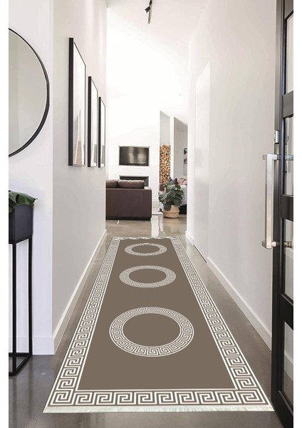 Dijital Baskılı Kaymaz Taban Yıkanabilir Modern Desenli Koridor Halısı Yolluk NHU-HS-421