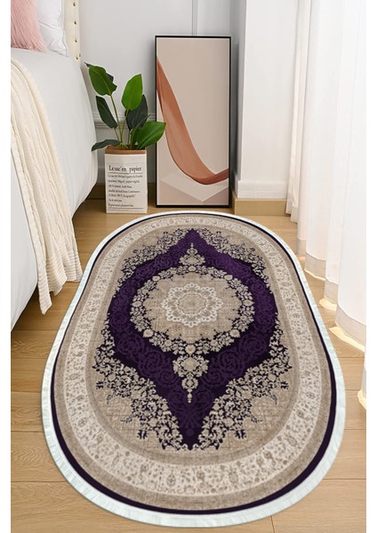 Dijital Baskılı Kaymaz Taban Yıkanabilir Oval Salon Halısı Mutfak Halısı ve Yolluk NHO-HT-1014