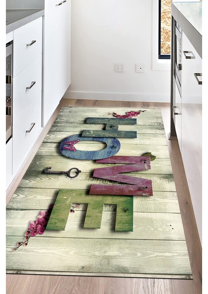 Dijital Baskılı Kaymaz Taban Yıkanabilir Home Yazılı Mutfak Halısı NHM-SD-183