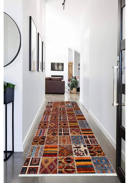 Dijital Baskılı Kaymaz Taban Yıkanabilir Modern Desenli Koridor Halısı Yolluk NHU-HT-1518