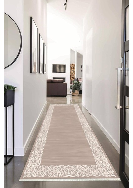 Dijital Baskılı Kaymaz Taban Yıkanabilir Çerçeve Desenli Koridor Halısı Yolluk NHU-HS-524