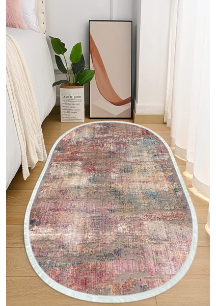 Dijital Baskılı Kaymaz Taban Yıkanabilir Oval Salon Halısı Mutfak Halısı ve Yolluk NHO-HT-134
