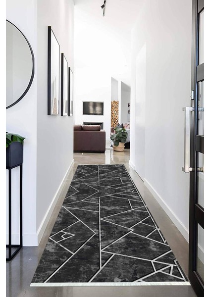 Dijital Baskılı Kaymaz Taban Yıkanabilir Modern Desenli Koridor Halısı Yolluk Nhu-Ht-24