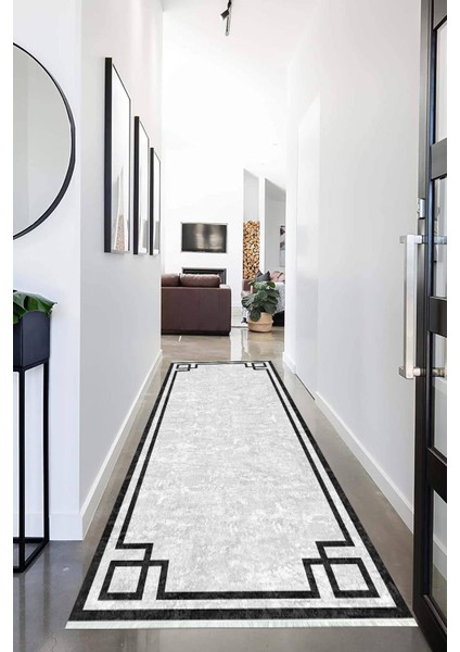 Dijital Baskılı Kaymaz Taban Yıkanabilir Modern Desenli Koridor Halısı Yolluk NHU-HT-363