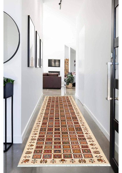 Dijital Baskılı Kaymaz Taban Yıkanabilir Modern Desenli Koridor Halısı Yolluk NHU-HT-648