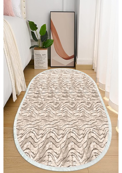 Dijital Baskılı Kaymaz Taban Yıkanabilir Oval Salon Halısı Mutfak Halısı ve Yolluk NHO-HT-772