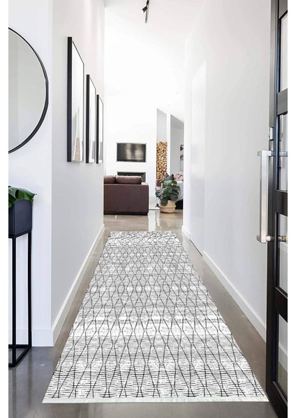 Dijital Baskılı Kaymaz Taban Yıkanabilir Modern Desenli Koridor Halısı Yolluk NHU-HT-727