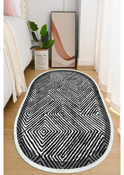 Dijital Baskılı Kaymaz Taban Yıkanabilir Oval Salon Halısı Mutfak Halısı ve Yolluk NHO-HT-156