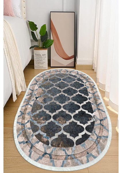 Dijital Baskılı Kaymaz Taban Yıkanabilir Oval Salon Halısı Mutfak Halısı ve Yolluk NHO-HY-1324