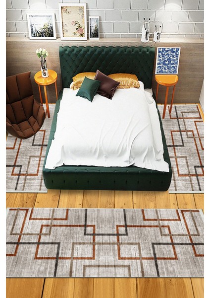 Dijital Baskılı Kaymaz Taban Yıkanabilir 3'lü Yatak Odası Takım Halısı NHYO-HT-675