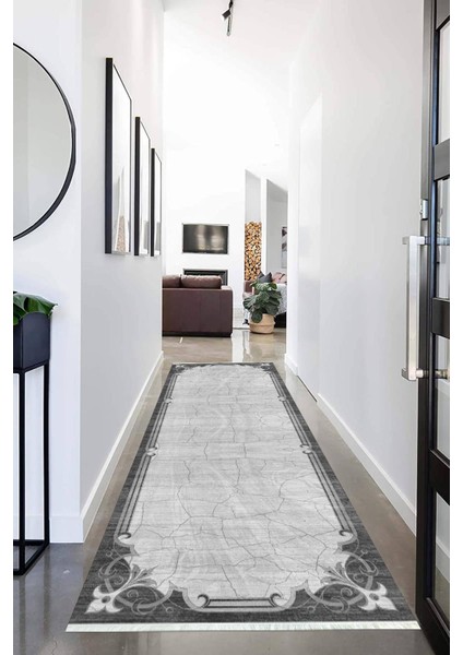Dijital Baskılı Kaymaz Taban Yıkanabilir Modern Desenli Koridor Halısı Yolluk NHU-HT-1480