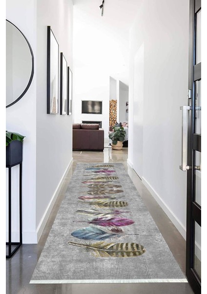 Dijital Baskılı Kaymaz Taban Yıkanabilir Modern Desenli Koridor Halısı Yolluk NHU-SD-289
