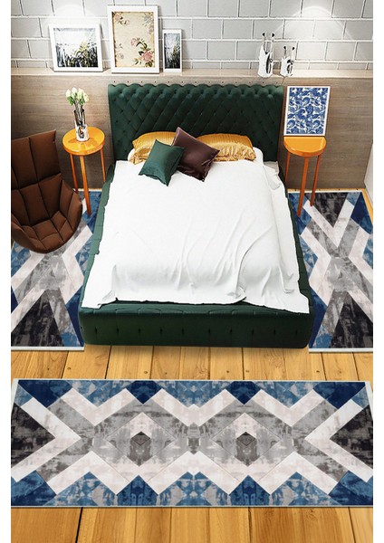 Dijital Baskılı Kaymaz Taban Yıkanabilir 3'lü Yatak Odası Takım Halısı NHYO-HT-1389