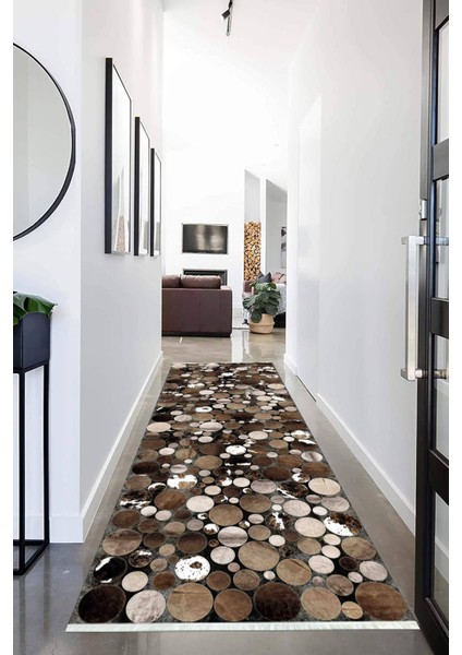 Dijital Baskılı Kaymaz Taban Yıkanabilir Modern Desenli Koridor Halısı Yolluk NHU-HS-453