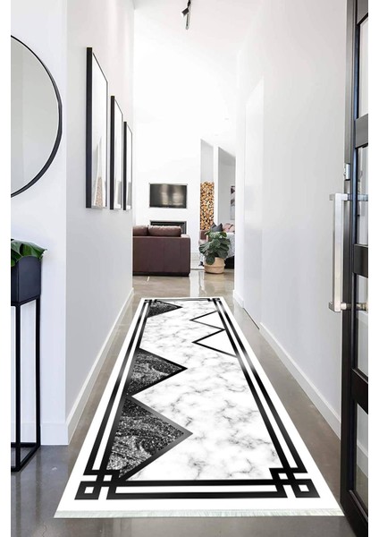 Dijital Baskılı Kaymaz Taban Yıkanabilir Modern Desenli Koridor Halısı Yolluk NHU-HT-1090