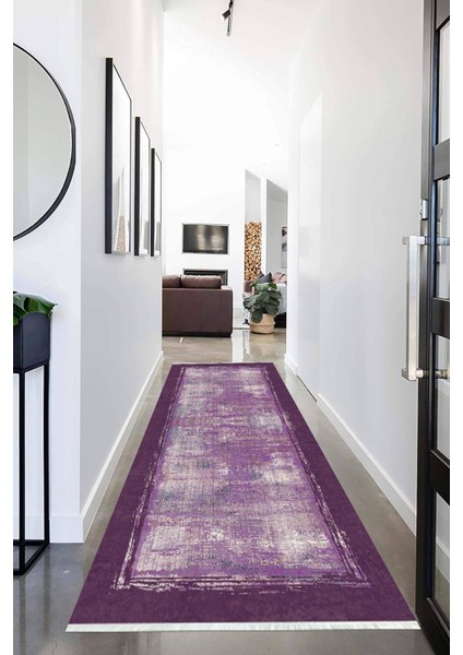 Dijital Baskılı Kaymaz Taban Yıkanabilir Modern Desenli Koridor Halısı Yolluk NHU-HT-355