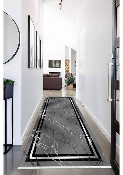 Dijital Baskılı Kaymaz Taban Yıkanabilir Modern Desenli Koridor Halısı Yolluk NHU-HT-1260
