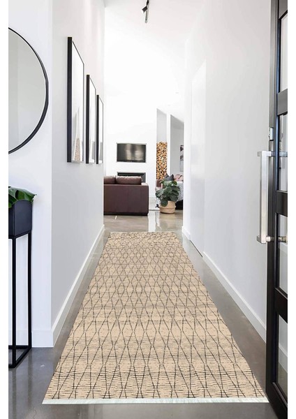 Dijital Baskılı Kaymaz Taban Yıkanabilir Modern Desenli Koridor Halısı Yolluk NHU-HT-728