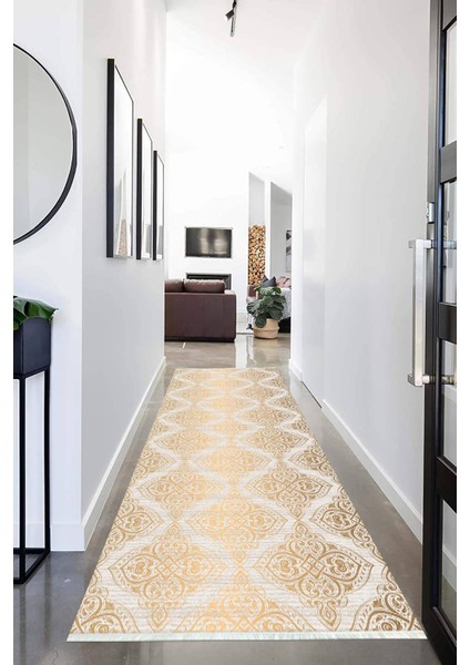 Dijital Baskılı Kaymaz Taban Yıkanabilir Modern Desenli Koridor Halısı Yolluk NHU-HS-344