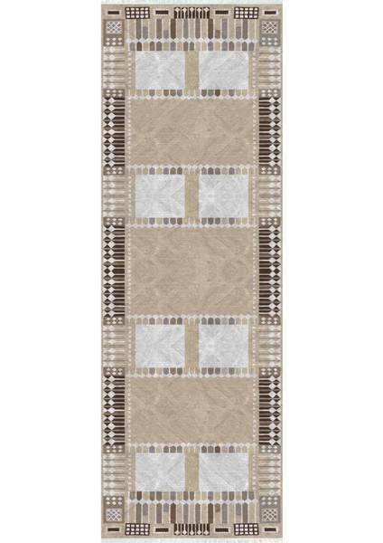 Dijital Baskılı Kaymaz Taban Yıkanabilir Modern Desenli Koridor Halısı Yolluk NHU-HT-940